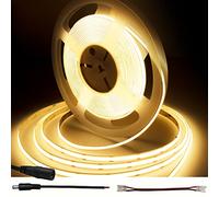 TTWAY COB LED Strip, Dotless LED Strip Light with 480LEDs/M, CRI 90+, 8mm Width, DC24V COB Led Tape Lights, COB Lights for Bedroom Decoration (Power Supply Not Included).10M, Warm White,