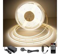 TTWAY COB LED Strip Lights, Dimmable 4000K LED Strip Kit, Super Bright 24V LED Tape Lights CRI90+ with RF Remote and UKCA Power Supply for DIY Home Decoration, 10M, 3840LEDs, Natural White.