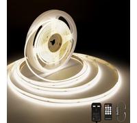 TTWAY COB LED Strip Lights, Dimmable 4000K LED Strip Kit, Super Bright 24V LED Tape Lights CRI90+ with RF Remote and UKCA Power Supply for DIY Home Decoration, 5M, Natural White.