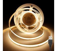 TTWAY USB COB LED Strips 2M, 5V LED Strip Lights with 320LEDs/M, CRI 90+, 8mm Width, LED Strips for TV Backlight, Mirror, Cabinet, Wardrobe, Stair, DIY Light, Home Decoration, Warm White, 3000K