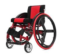TTWUJIN Elderly Wheelchair Sport Adult Manual Self Propelled Lightweight Foldable Aluminium Advanced Shock Absorption Bump Uncomfortable Be Applicable Children Cerebral Palsy Comfort/Black Red