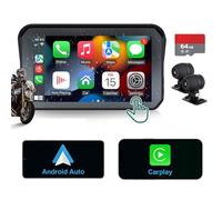TTXSCAM Motorcycle DVR: Wireless Apple Carplay, Android Auto, Dual HD 1080P Cameras, GPS, G-Sensor, Siri & Google Voice, 5-Inch IPS Touch Screen, WiFi, Bluetooth, TF Card, Waterproof MT01-B