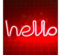 TTY LED Neon Wall Signs, Hello Neon Word Light,Art Decorative Lights Wall Decor, for Night Light Bright Lamp Words for Baby Room Home, Hotel, Indoor Wedding Party Supplies (Red)