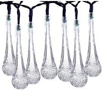 TTY LED Water Drop Light,5M 20 LED Waterdrop Outdoor Fairy String Lights with 8 Modes, Waterproof Teardrop Lights for Fence, Yard, Summer Party, Wedding [Energy Class White)