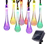 TTY LED Water Drop Light,5M 20 LED Waterdrop Outdoor Fairy String Lights with 8 Modes, Waterproof Teardrop Lights for Fence, Yard, Summer Party, Wedding [Energy Class Multicolor)