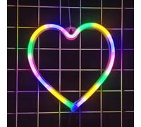 TTY Love Heart Neon Light, Night Lights Heart Shaped Neon Signs with USB Powered/LEDDecor Light, Wall Decor for Christmas,Birthday Party, Room Decorate (Multicolor)