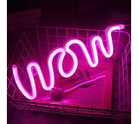 TTY Neon Light,Wow Neon Lights,USB Powered/LED Lightning Sign Shaped Decor Light,Wall Decor for Christmas,Birthday Party,Kids Room, Living Room, Wedding Party Decor (Pink)