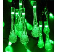 TTY Solar Fairy Lights,6M 30 LED Waterdrop Outdoor Fairy String Lights with 8 Modes, Waterproof Teardrop Lights for Fence, Yard, Summer Party, Wedding [Energy Class Green)