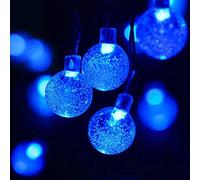TTY Solar String Lights, 23ft Outdoor Garden Lights Solar/USB Powered, Waterproof 50 LEDs Crystal Ball Decorative Light for Tree, Patio, Yard, Wedding, Party, Indoor/Outdoor (Blue)