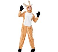 TTYAO REII Christmas Reindeer Costume Unisex Adults Deer Onesie Pajamas Women Zip Up Animal Outfit for Family Cosplay Party, As Picture Show, L