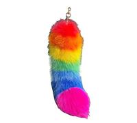TTYAO REII Colorful Wolf Fox Tail Keychain Furry Tail Keyring Soft Fluffy Tail Key Ring Bag Pendant Hanging Accessories, Multicolor, One size