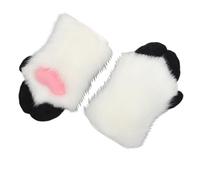 TTYAO REII Cute Sheep Claw Gloves Furry Faux Fur Animal Paw Mittens for Halloween Cosplay Fursuit Costume Accessories, Black White, One size