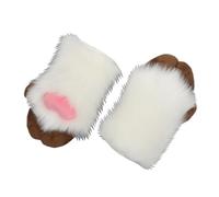 TTYAO REII Cute Sheep Claw Gloves Furry Faux Fur Animal Paw Mittens for Halloween Cosplay Fursuit Costume Accessories, Brown White, One size