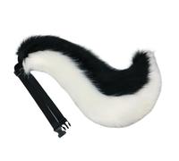 TTYAO REII Furry Fox Tail for Cosplay Faux Fur Wolf Dog Raccoon Tail Fluffy Animals Tail for Halloween Christmas Party (Black White)