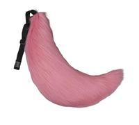 TTYAO REII Furry Wolf Fox Tail for Cosplay Faux Fur Dog Puppy Animals Tail Fursuit for Halloween Christmas Party (Pink)