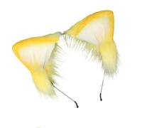 TTYAO REII Handmade Cat Fox Wolf Ears Headband Fluffy Animals Ears Headwear for Christmas Cosplay Costume Accessories (Yellow)