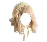 TTYAO REII Japanese Lolita Headband Kawaii Maid Cosplay Hairband Bow Sweet Lolita Hair Accessories for Women Tea Party (Yellow)