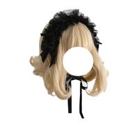TTYAO REII Japanese Lolita Headband Kawaii Maid Cosplay Hairband Bow Sweet Lolita Hair Accessories for Women Tea Party (Black)