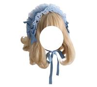TTYAO REII Japanese Lolita Headband Kawaii Maid Cosplay Hairband Bow Sweet Lolita Hair Accessories for Women Tea Party (Blue)