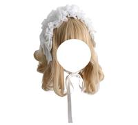 TTYAO REII Japanese Lolita Headband Kawaii Maid Cosplay Hairband Bow Sweet Lolita Hair Accessories for Women Tea Party (White)