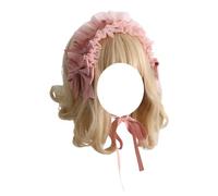 TTYAO REII Japanese Lolita Headband Kawaii Maid Cosplay Hairband Bow Sweet Lolita Hair Accessories for Women Tea Party (Pink)