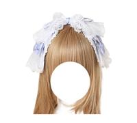 TTYAO REII Light Blue Bow Headband Lolita Hairband Sweet Kawaii Hair Accessories for Women Wedding Daily Party (Light Blue White)