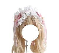 TTYAO REII Sweet Lolita Headband Bow Kawaii Lolita Hair Accessories for Women Maid Cosplay Costume Headwear (Pink)