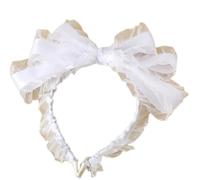 TTYAO REII Women's Bow Headband Lolita Hair Accessories Bow Tie Lace Hairband Colorful Girls Maid Headdress for Cosplay Party (White)