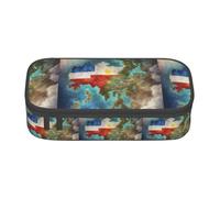 TTYDOKLA Abstract Cartoon Philippine Flag Map Print Oxford Cloth Pencil Pouch with Multiple Compartments,Great for Travel Or Office