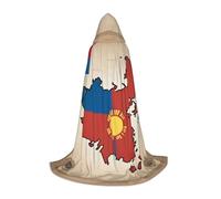 TTYDOKLA Abstract Mongolian Flag Map Print Hooded Cloak,Wizard And Renaissance Costume Cape With Hood,For Role Play And Parties
