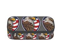 TTYDOKLA American Bald Eagle Print Oxford Cloth Pencil Pouch with Multiple Compartments,Great for Travel Or Office