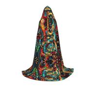 TTYDOKLA Art Guitar Pattern Print Hooded Cloak,Wizard And Renaissance Costume Cape With Hood,For Role Play And Parties
