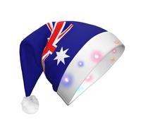 TTYDOKLA Australian Flag Print Led Christmas Hat,Adult Light-Up Festive Fashion Santa Cap,Xmas Celebration Decoration