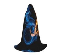 TTYDOKLA Blue Flame Print Hooded Cloak,Wizard And Renaissance Costume Cape With Hood,For Role Play And Parties