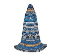 TTYDOKLA Blue Polynesian Maori Tribal Print Print Hooded Cloak,Wizard And Renaissance Costume Cape With Hood,For Role Play And Parties