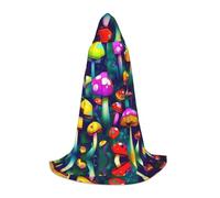 TTYDOKLA Bright Mushrooms Art Print Hooded Cloak,Wizard And Renaissance Costume Cape With Hood,For Role Play And Parties
