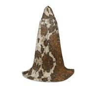 TTYDOKLA Brown Cowhide Art Print Hooded Cloak,Wizard And Renaissance Costume Cape With Hood,For Role Play And Parties