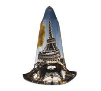 TTYDOKLA Cityscape Paris Eiffel Tower France Print Hooded Cloak,Wizard And Renaissance Costume Cape With Hood,For Role Play And Parties