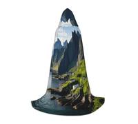 TTYDOKLA Coast Kauai Mountain Cliff Print Hooded Cloak,Wizard And Renaissance Costume Cape With Hood,For Role Play And Parties