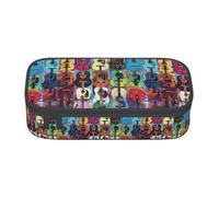 TTYDOKLA Color Acoustic and Guitars Print Oxford Cloth Pencil Pouch with Multiple Compartments,Great for Travel Or Office