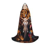 TTYDOKLA Colorful Elephant Print Hooded Cloak,Wizard And Renaissance Costume Cape With Hood,For Role Play And Parties