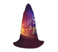 TTYDOKLA Colorful Music Notes Print Hooded Cloak,Wizard And Renaissance Costume Cape With Hood,For Role Play And Parties