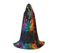 TTYDOKLA Colorful Music Notes Print Hooded Cloak,Wizard And Renaissance Costume Cape With Hood,For Role Play And Parties