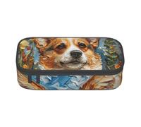 TTYDOKLA Corgi Floral Flowers Spring Garden Print Oxford Cloth Pencil Pouch with Multiple Compartments,Great for Travel Or Office