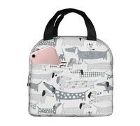 TTYDOKLA Cute Dachshund Dog Print Unisex Insulated Lunch Bag Trendy Insulated Lunch Bag High-Density Oxford Fabric Lunch Box