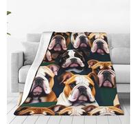 TTYDOKLA Cute English Bulldog Print Flannel Blanket,Unisex All-Weather Portable Bed-Blanket For Bedding,Sofa,Travel And Camping