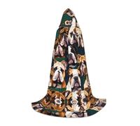 TTYDOKLA Cute English Bulldog Print Hooded Cloak,Wizard And Renaissance Costume Cape With Hood,For Role Play And Parties