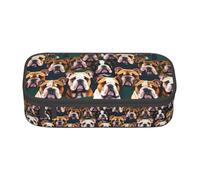 TTYDOKLA Cute English Bulldog Print Oxford Cloth Pencil Pouch with Multiple Compartments,Great for Travel Or Office