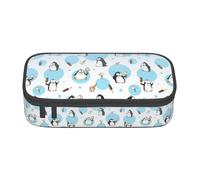 TTYDOKLA Cute Penguins Print Oxford Cloth Pencil Pouch with Multiple Compartments,Great for Travel Or Office