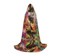 TTYDOKLA Dance With Music Print Hooded Cloak,Wizard And Renaissance Costume Cape With Hood,For Role Play And Parties